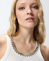 Top a costine con ricami gioiello - | Pinko