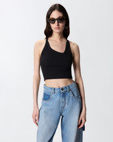 Canotta cropped con scollo asimmetrico - | Pinko