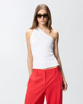 Canotta a costine con scollo a V e logo PINKO - | Pinko