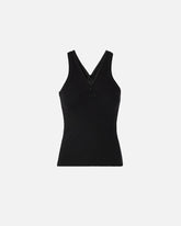 Canotta a costine con scollo a V e logo PINKO - | Pinko