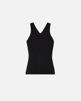 Canotta a costine con scollo a V e logo PINKO - | Pinko