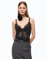Top lencero con encaje - | Pinko