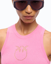 Top côtelé avec logo Love Birds transparent - | Pinko
