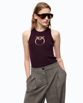 Top a costine con logo Love Birds in trasparenza - | Pinko