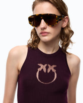 Top a costine con logo Love Birds in trasparenza - | Pinko