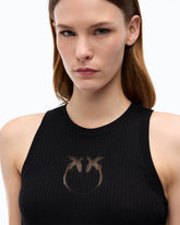 Top côtelé avec logo Love Birds transparent - | Pinko
