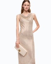 Mesh-effect midi dress with rhinestones - | Pinko