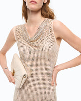 Mesh-effect midi dress with rhinestones - | Pinko