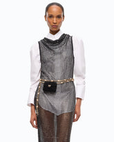 Abito midi effetto rete con strass - | Pinko