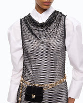 Midi-Kleid mit Mesh-Effekt und Strasssteinen - | Pinko