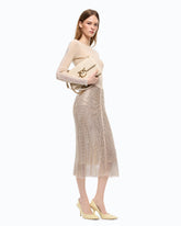 Jupe mi-longue en maille filet à strass - | Pinko