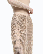 Gonna longuette effetto rete con strass - | Pinko