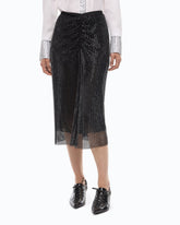 Gonna longuette effetto rete con strass - | Pinko