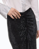Gonna longuette effetto rete con strass - | Pinko
