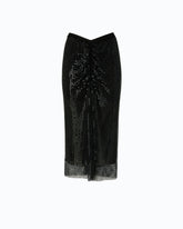 Gonna longuette effetto rete con strass - | Pinko