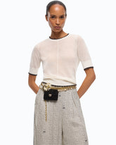 T-shirt à manches mi-longues avec bords effilochés - | Pinko