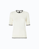 T-shirt a mezze maniche con bordi sfilacciati - | Pinko