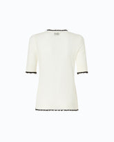 T-shirt à manches mi-longues avec bords effilochés - | Pinko