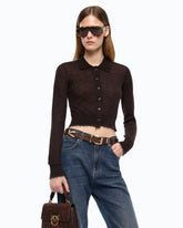Cardigan cropped con colletto a polo - | Pinko