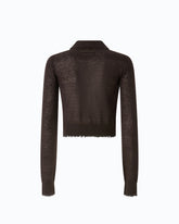 Cardigan cropped con colletto a polo - | Pinko