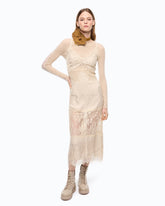 Abito slipdress midi con bande in pizzo - | Pinko
