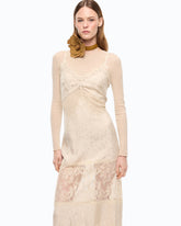 Abito slipdress midi con bande in pizzo - | Pinko