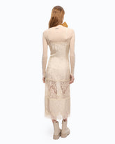 Abito slipdress midi con bande in pizzo - | Pinko