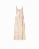 Abito slipdress midi con bande in pizzo - | Pinko