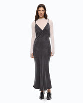 Midi slip dress with removable Love Birds logo - Black | Pinko