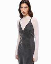 Midi slip dress with removable Love Birds logo - Black | Pinko