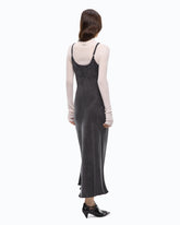 Midi slip dress with removable Love Birds logo - Black | Pinko