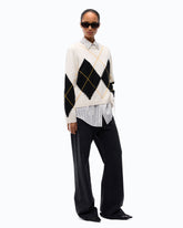 Maglione in lana e cashmere con maxi rombi - | Pinko