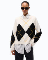Wool and cashmere sweater with maxi diamonds - | Pinko