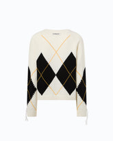 Wool and cashmere sweater with maxi diamonds - | Pinko