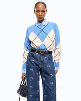 Wool and cashmere sweater with maxi diamonds - | Pinko