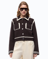 Giacca in lana merino con bordi a contrasto - | Pinko