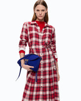 Abito chemiser lungo con motivo check e cintura - | Pinko