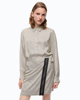 Abito corto chemisier con stampa pois e pizzo - | Pinko