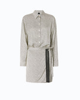 Abito corto chemisier con stampa pois e pizzo - | Pinko