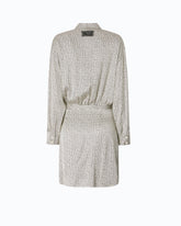 Abito corto chemisier con stampa pois e pizzo - | Pinko