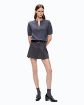 Pinstriped mini skirt with macro pleats - | Pinko