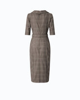 Slim-fit check wool dress with Love Birds belt - | Pinko