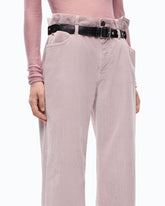 Pantaloni cropped in velluto con cintura in pelle - | Pinko