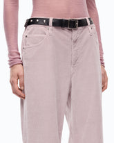 Pantaloni cropped in velluto con cintura in pelle - | Pinko