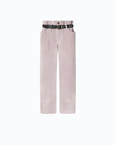 Pantaloni cropped in velluto con cintura in pelle - | Pinko