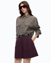 Cropped καρό overshirt από σύμμεικτο μάλλινο ύφασμα - Πολύχρωμο Μπεζ-Μπορντό-Μαύρο | Pinko