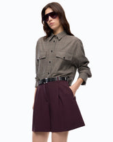 Overshirt cropped in misto lana a quadri - | Pinko