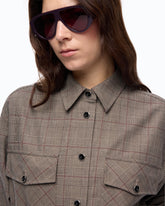 Overshirt cropped in misto lana a quadri - | Pinko
