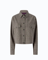 Cropped καρό overshirt από σύμμεικτο μάλλινο ύφασμα - Πολύχρωμο Μπεζ-Μπορντό-Μαύρο | Pinko