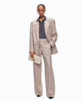 Pantalon palazzo en laine métallisée - Beige | Pinko